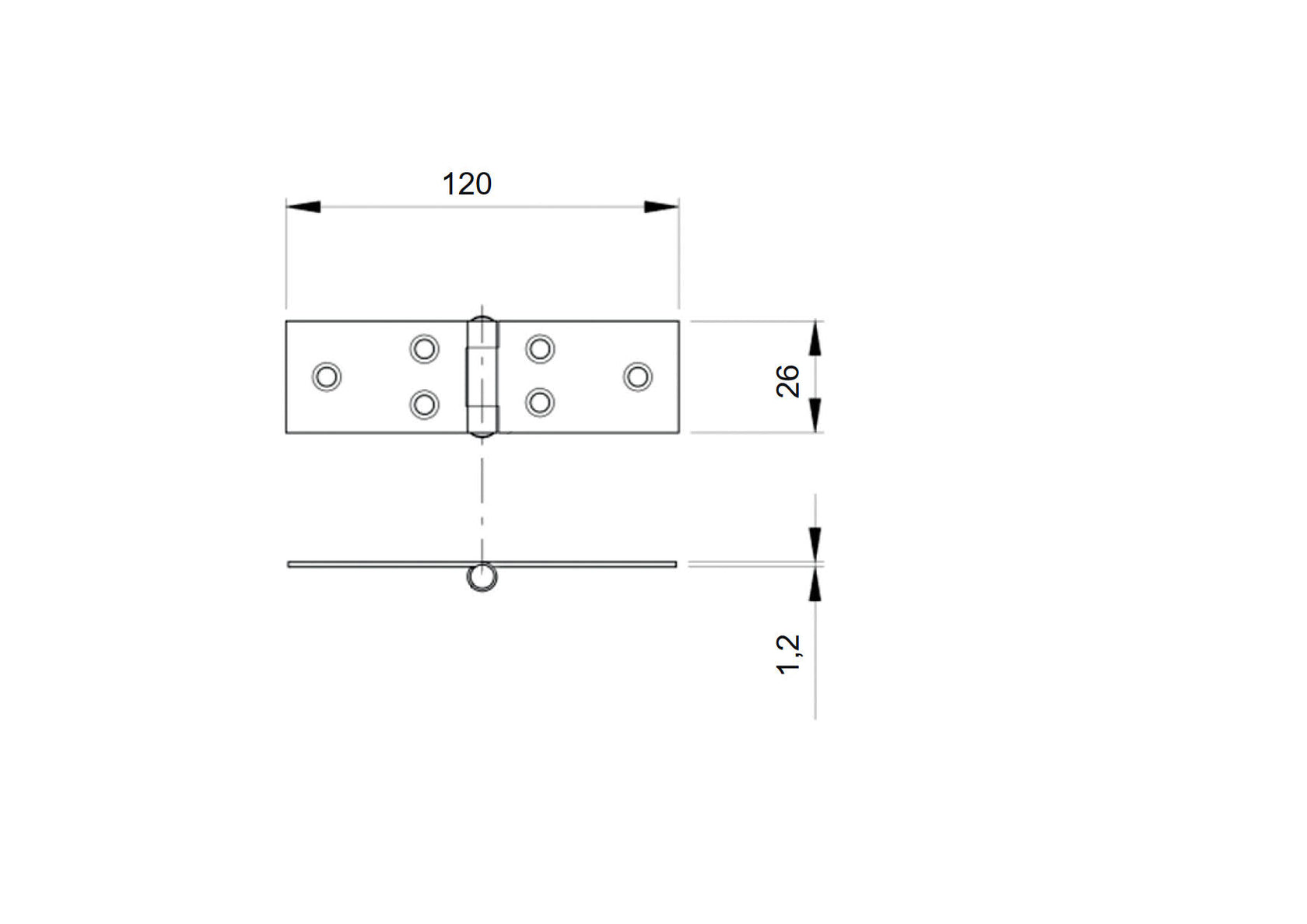 Zawias do bramki AISI 304 L=26mm