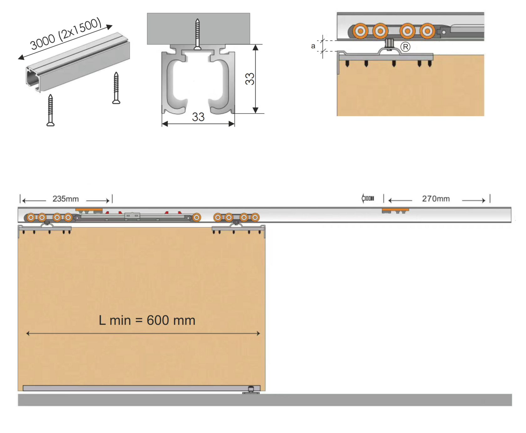 Okucie do żaluzji – listwa AL 60 kg