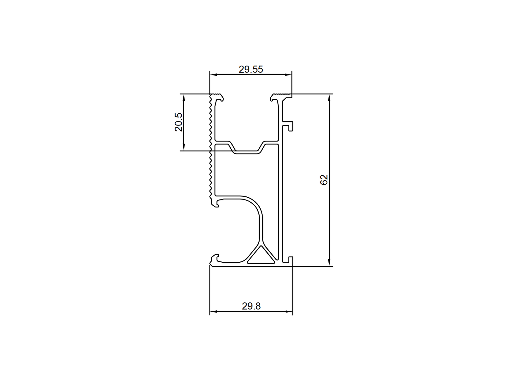 Montážny hliníkový profil R62-5000
