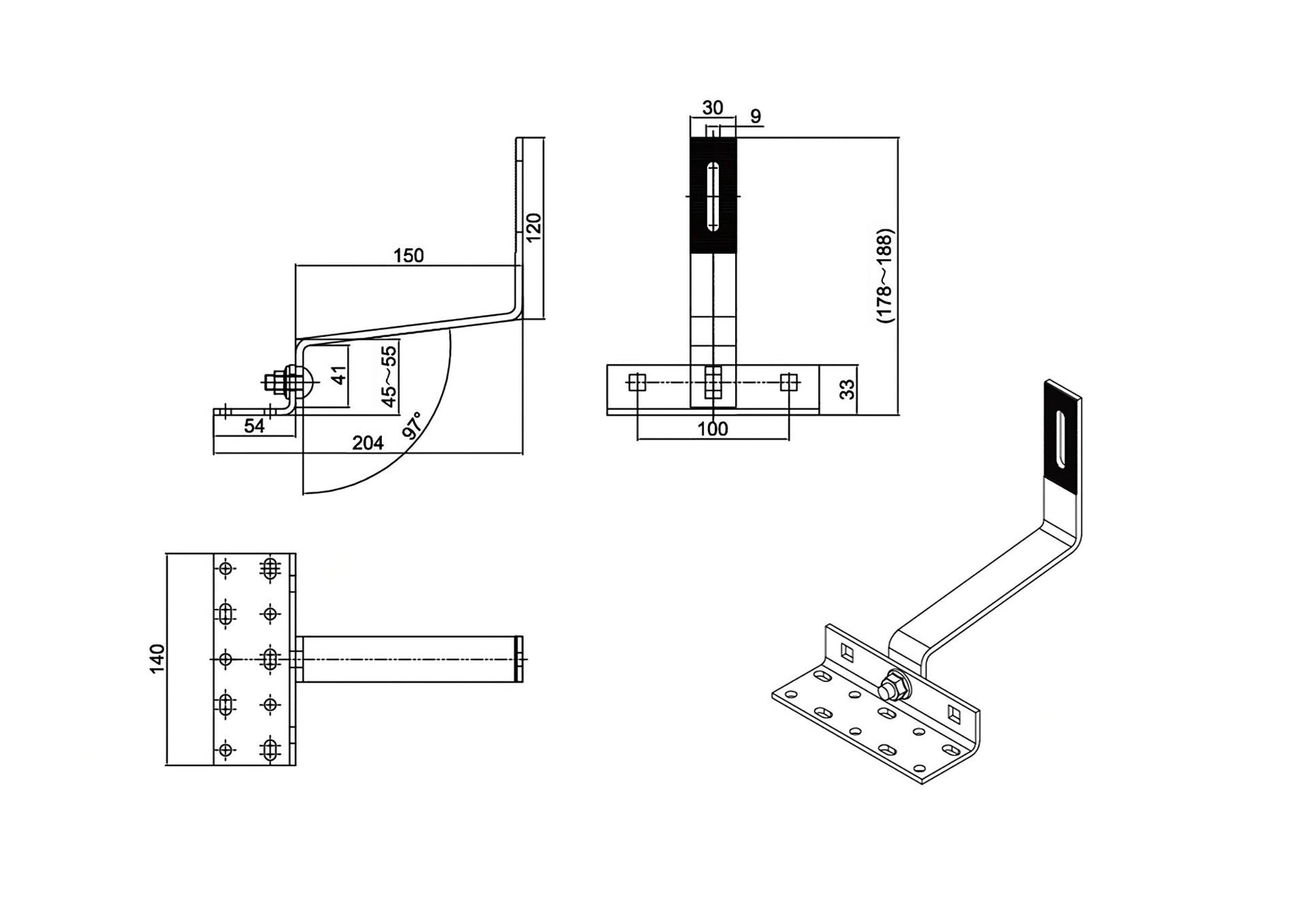 Strešný hák posuvný - set škridla keramika/betón