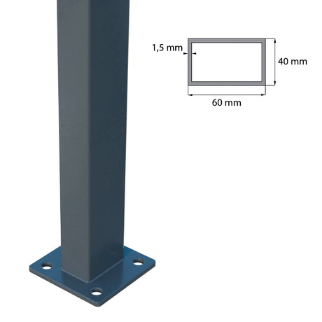 Stĺpik 60x40mm s pätkou ZnPVC 1400mm antracit