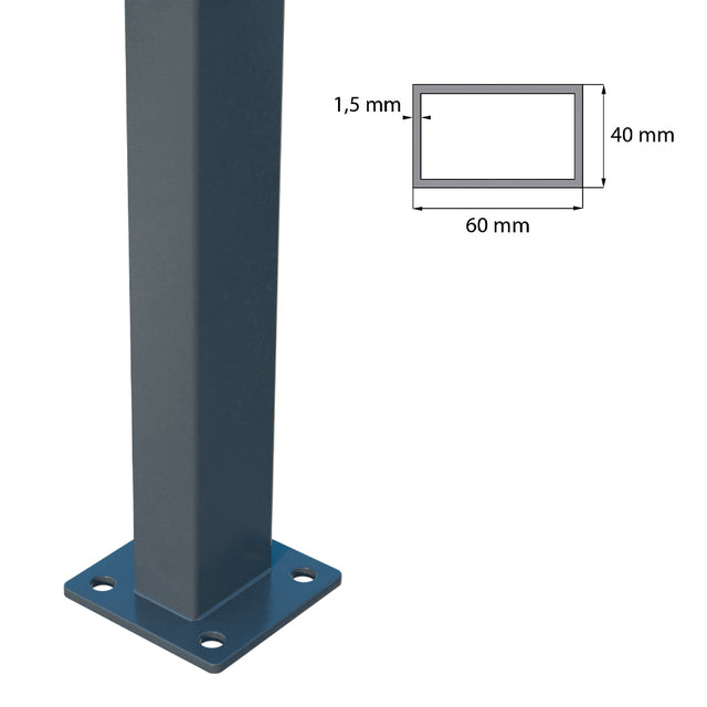 Stĺpik 60x40mm s pätkou ZnPVC 1400mm antracit