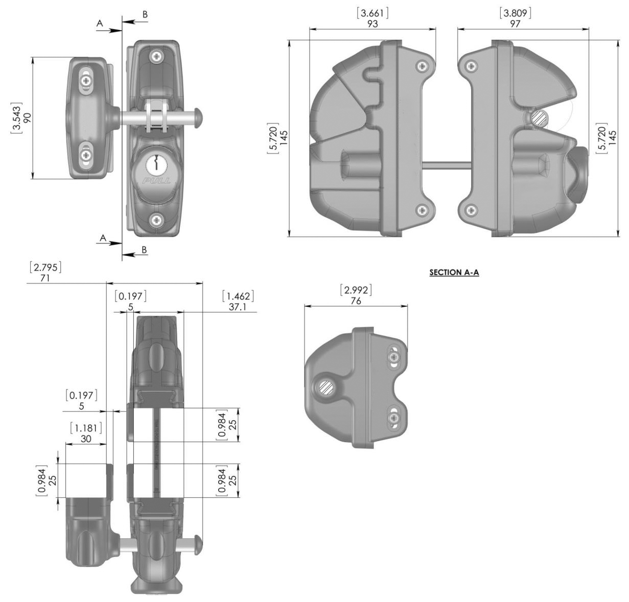 Zatrzask hakowy z zamkiem, dwustronna
