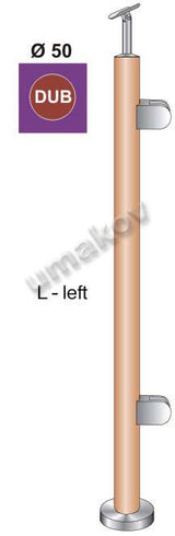 Słupek dębowy Fi 42,4 mm. 2x uchwyt słzka, h=100cm