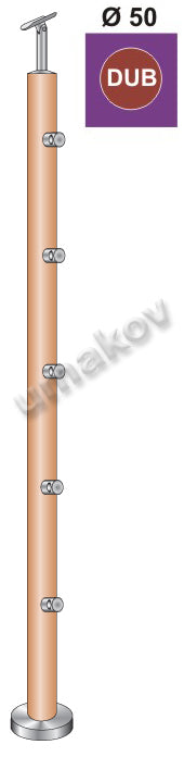 Drewniany słupek DUB (OAK) D50mm, 5xd12mm, v=100 c