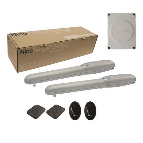 Nice napęd do bramy dwuskrzydłowej, wyposażony w fotokomórki