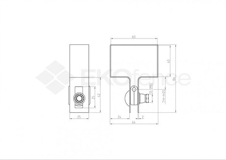 Końcówka obejmy na słupek ZnPVC 60x40mm czarna M