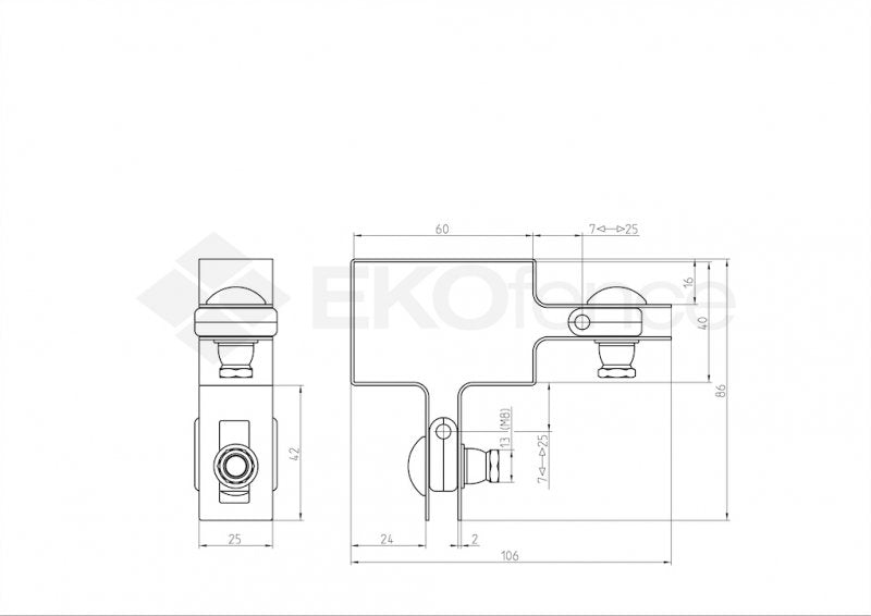 Uchwyt narożny na słupek ZnPVC 60x40mm czarny M