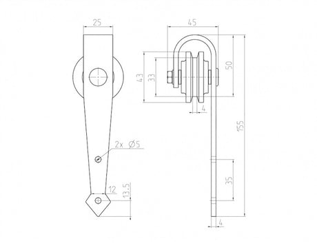 sliding barn door hardware - mini -  "Gladio"